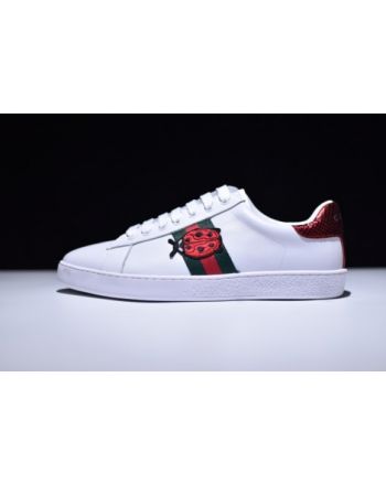 Gucci Ace Embroidered Low-Top Sneaker with ladybird