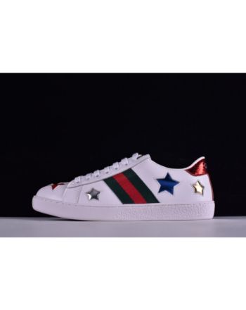 GUCCI Ace Embroidered Low-Top Sneaker WITH COLORFUL STARS 431942-A38G1